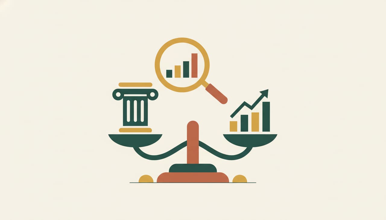 Law firm SEO in Scottsdale: scales of justice and a pillar with a rising chart