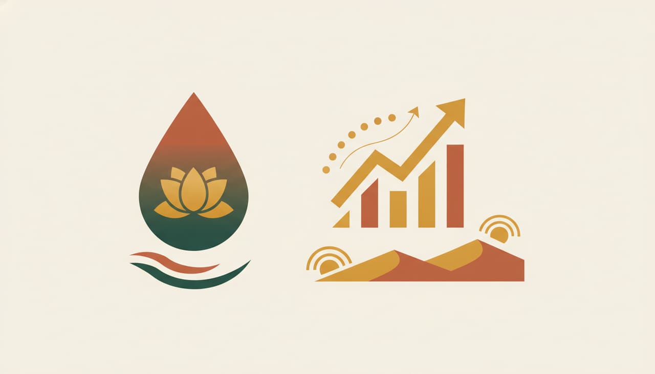 Med spa marketing in Scottsdale: a wellness lotus icon with an upward growth chart